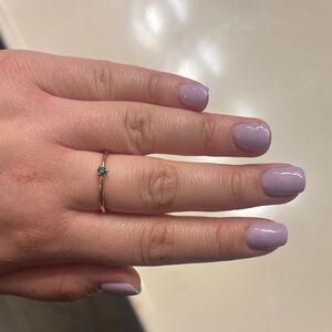 Pandora Gold Stacking Ring with Teal Gemstone